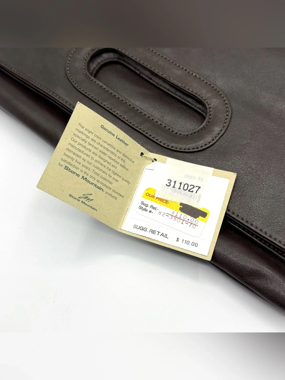 Stone Mountain Brown Leather Foldover Clutch Bag NWT